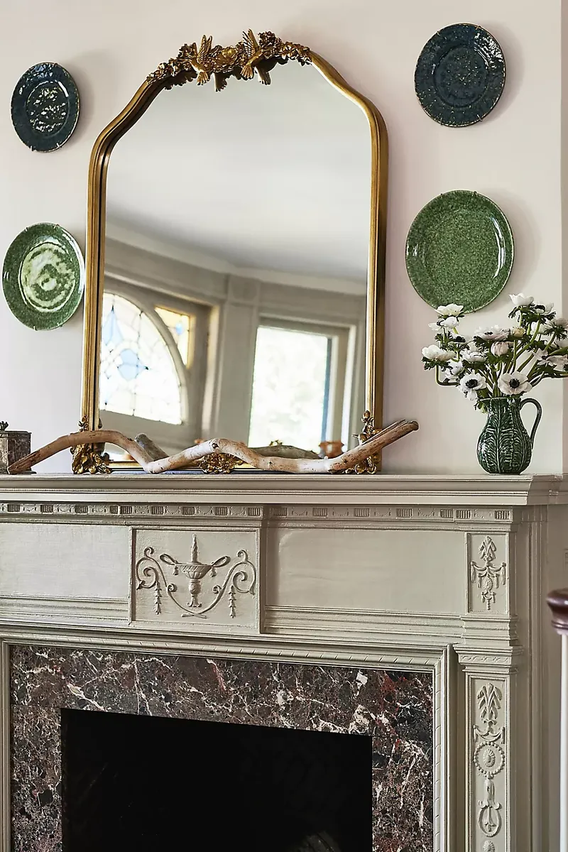 Hummingbird Gilded Flower Mantel Mirror
