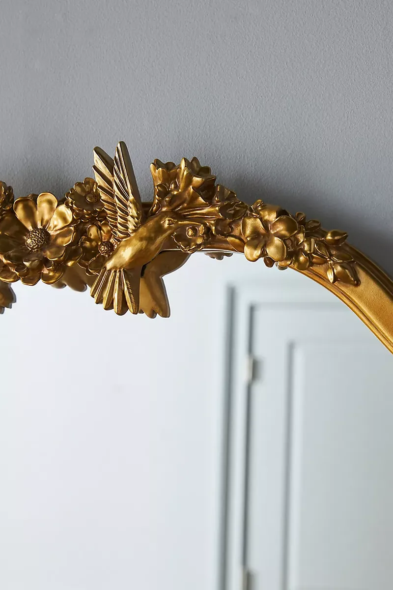 Hummingbird Gilded Flower Mantel Mirror