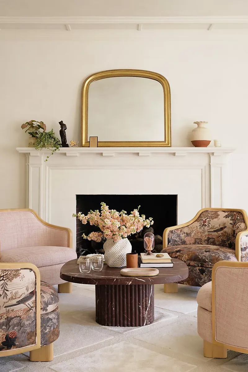 Beaded Arched Mantel Mirror